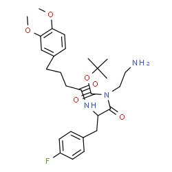 ChemSpider 2D Image | N-(2-Aminoethyl)-Nalpha-[4-(3,4-dimethoxyphenyl)butanoyl]-4-fluoro-N-{[(2-methyl-2-propanyl)oxy]carbonyl}phenylalaninamide | C28H38FN3O6