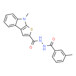 ChemSpider 2D Image | 8-Methyl-N'-(3-methylbenzoyl)-8H-thieno[2,3-b]indole-2-carbohydrazide | C20H17N3O2S