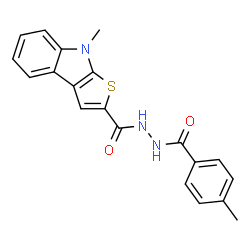ChemSpider 2D Image | 8-Methyl-N'-(4-methylbenzoyl)-8H-thieno[2,3-b]indole-2-carbohydrazide | C20H17N3O2S