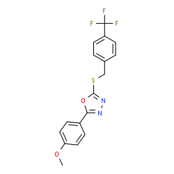 ChemSpider 2D Image | 2-(4-Methoxyphenyl)-5-{[4-(trifluoromethyl)benzyl]sulfanyl}-1,3,4-oxadiazole | C17H13F3N2O2S