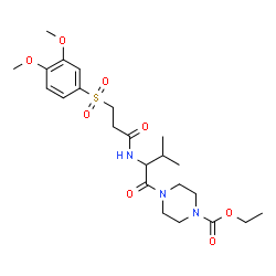 ChemSpider 2D Image | Ethyl 4-(N-{3-[(3,4-dimethoxyphenyl)sulfonyl]propanoyl}valyl)-1-piperazinecarboxylate | C23H35N3O8S