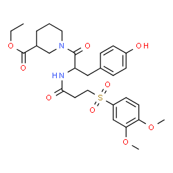 ChemSpider 2D Image | Ethyl 1-(N-{3-[(3,4-dimethoxyphenyl)sulfonyl]propanoyl}tyrosyl)-3-piperidinecarboxylate | C28H36N2O9S