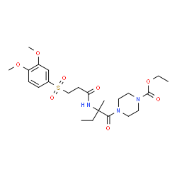 ChemSpider 2D Image | Ethyl 4-(N-{3-[(3,4-dimethoxyphenyl)sulfonyl]propanoyl}isovalyl)-1-piperazinecarboxylate | C23H35N3O8S