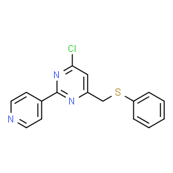 ChemSpider 2D Image | 4-Chloro-6-[(phenylsulfanyl)methyl]-2-(4-pyridinyl)pyrimidine | C16H12ClN3S