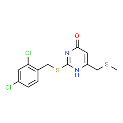 ChemSpider 2D Image | 2-[(2,4-Dichlorobenzyl)sulfanyl]-6-[(methylsulfanyl)methyl]-4(1H)-pyrimidinone | C13H12Cl2N2OS2