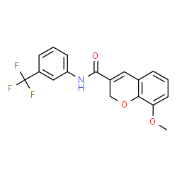 ChemSpider 2D Image | 8-Methoxy-N-[3-(trifluoromethyl)phenyl]-2H-chromene-3-carboxamide | C18H14F3NO3