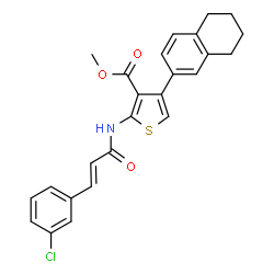 ChemSpider 2D Image | Methyl 2-{[(2E)-3-(3-chlorophenyl)-2-propenoyl]amino}-4-(5,6,7,8-tetrahydro-2-naphthalenyl)-3-thiophenecarboxylate | C25H22ClNO3S