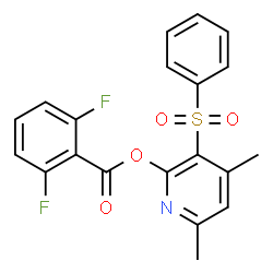 ChemSpider 2D Image | 4,6-Dimethyl-3-(phenylsulfonyl)-2-pyridinyl 2,6-difluorobenzoate | C20H15F2NO4S