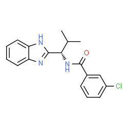 ChemSpider 2D Image | N-[(1S)-1-(1H-Benzimidazol-2-yl)-2-methylpropyl]-3-chlorobenzamide | C18H18ClN3O