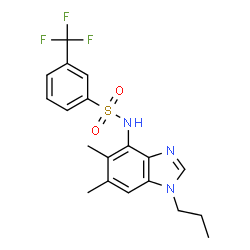 ChemSpider 2D Image | N-(5,6-Dimethyl-1-propyl-1H-benzimidazol-4-yl)-3-(trifluoromethyl)benzenesulfonamide | C19H20F3N3O2S