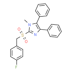 ChemSpider 2D Image | 2-[(4-Fluorobenzyl)sulfonyl]-1-methyl-4,5-diphenyl-1H-imidazole | C23H19FN2O2S