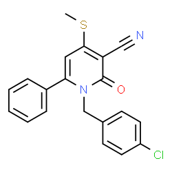 ChemSpider 2D Image | 1-(4-Chlorobenzyl)-4-(methylsulfanyl)-2-oxo-6-phenyl-1,2-dihydro-3-pyridinecarbonitrile | C20H15ClN2OS