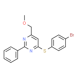 ChemSpider 2D Image | 4-[(4-Bromophenyl)sulfanyl]-6-(methoxymethyl)-2-phenylpyrimidine | C18H15BrN2OS