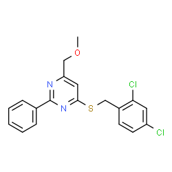 ChemSpider 2D Image | 4-[(2,4-Dichlorobenzyl)sulfanyl]-6-(methoxymethyl)-2-phenylpyrimidine | C19H16Cl2N2OS