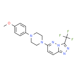 ChemSpider 2D Image | 6-[4-(4-Methoxyphenyl)-1-piperazinyl]-3-(trifluoromethyl)[1,2,4]triazolo[4,3-b]pyridazine | C17H17F3N6O