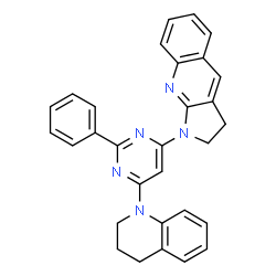 ChemSpider 2D Image | 1-[6-(3,4-Dihydro-1(2H)-quinolinyl)-2-phenyl-4-pyrimidinyl]-2,3-dihydro-1H-pyrrolo[2,3-b]quinoline | C30H25N5