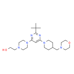 ChemSpider 2D Image | 2-(4-{2-(2-Methyl-2-propanyl)-6-[4-(4-morpholinylmethyl)-1-piperidinyl]-4-pyrimidinyl}-1-piperazinyl)ethanol | C24H42N6O2