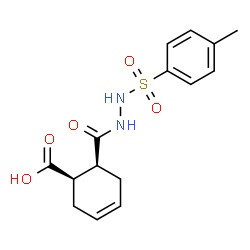 ChemSpider 2D Image | (1R,6S)-6-({2-[(4-Methylphenyl)sulfonyl]hydrazino}carbonyl)-3-cyclohexene-1-carboxylic acid | C15H18N2O5S