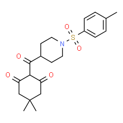 ChemSpider 2D Image | 5,5-Dimethyl-2-({1-[(4-methylphenyl)sulfonyl]-4-piperidinyl}carbonyl)-1,3-cyclohexanedione | C21H27NO5S