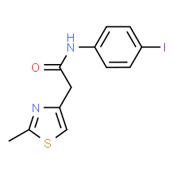 ChemSpider 2D Image | N-(4-Iodophenyl)-2-(2-methyl-1,3-thiazol-4-yl)acetamide | C12H11IN2OS