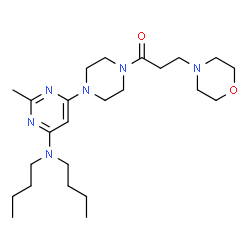 ChemSpider 2D Image | 1-{4-[6-(Dibutylamino)-2-methyl-4-pyrimidinyl]-1-piperazinyl}-3-(4-morpholinyl)-1-propanone | C24H42N6O2