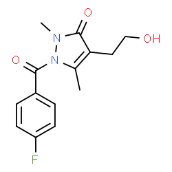 ChemSpider 2D Image | 1-(4-Fluorobenzoyl)-4-(2-hydroxyethyl)-2,5-dimethyl-1,2-dihydro-3H-pyrazol-3-one | C14H15FN2O3