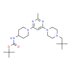 ChemSpider 2D Image | 2-Methyl-2-propanyl (1-{6-[4-(2,2-dimethylpropyl)-1-piperazinyl]-2-methyl-4-pyrimidinyl}-4-piperidinyl)carbamate | C24H42N6O2