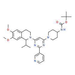 ChemSpider 2D Image | 2-Methyl-2-propanyl {1-[6-(1-isopropyl-6,7-dimethoxy-3,4-dihydro-2(1H)-isoquinolinyl)-2-(3-pyridinyl)-4-pyrimidinyl]-4-piperidinyl}carbamate | C33H44N6O4