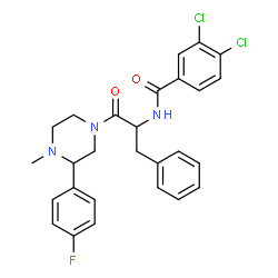 ChemSpider 2D Image | 3,4-Dichloro-N-{1-[3-(4-fluorophenyl)-4-methyl-1-piperazinyl]-1-oxo-3-phenyl-2-propanyl}benzamide | C27H26Cl2FN3O2