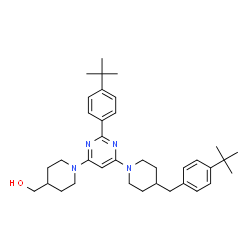 ChemSpider 2D Image | [1-(6-{4-[4-(2-Methyl-2-propanyl)benzyl]-1-piperidinyl}-2-[4-(2-methyl-2-propanyl)phenyl]-4-pyrimidinyl)-4-piperidinyl]methanol | C36H50N4O