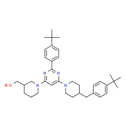 ChemSpider 2D Image | [1-(6-{4-[4-(2-Methyl-2-propanyl)benzyl]-1-piperidinyl}-2-[4-(2-methyl-2-propanyl)phenyl]-4-pyrimidinyl)-3-piperidinyl]methanol | C36H50N4O