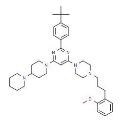 ChemSpider 2D Image | 1'-(6-{4-[3-(2-Methoxyphenyl)propyl]-1-piperazinyl}-2-[4-(2-methyl-2-propanyl)phenyl]-4-pyrimidinyl)-1,4'-bipiperidine | C38H54N6O