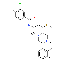 ChemSpider 2D Image | 3,4-Dichloro-N-[1-(8-chloro-1,3,4,6,7,11b-hexahydro-2H-pyrazino[2,1-a]isoquinolin-2-yl)-4-(methylsulfanyl)-1-oxo-2-butanyl]benzamide | C24H26Cl3N3O2S