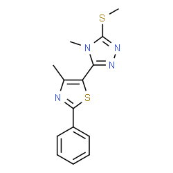 ChemSpider 2D Image | 4-Methyl-3-(4-methyl-2-phenyl-5-thiazolyl)-5-(methylthio)-4H-1,2,4-triazole | C14H14N4S2