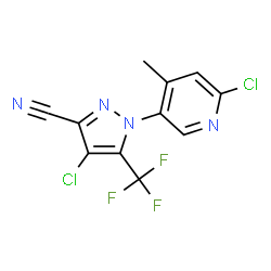 ChemSpider 2D Image | 4-Chloro-1-(6-chloro-4-methyl-3-pyridinyl)-5-(trifluoromethyl)-1H-pyrazole-3-carbonitrile | C11H5Cl2F3N4