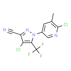 ChemSpider 2D Image | 4-Chloro-1-(6-chloro-5-methyl-3-pyridinyl)-5-(trifluoromethyl)-1H-pyrazole-3-carbonitrile | C11H5Cl2F3N4