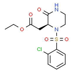 ChemSpider 2D Image | Ethyl {(2S)-1-[(2-chlorophenyl)sulfonyl]-3-oxo-2-piperazinyl}acetate | C14H17ClN2O5S