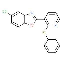 ChemSpider 2D Image | 5-Chloro-2-[2-(phenylsulfanyl)-3-pyridinyl]-1,3-benzoxazole | C18H11ClN2OS