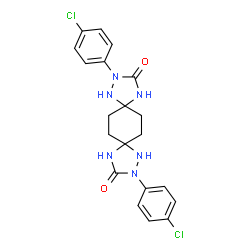 ChemSpider 2D Image | 2,10-Bis(4-chlorophenyl)-1,2,4,9,10,12-hexaazadispiro[4.2.4.2]tetradecane-3,11-dione | C20H20Cl2N6O2