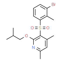 ChemSpider 2D Image | 3-[(3-Bromo-2-methylphenyl)sulfonyl]-2-isobutoxy-4,6-dimethylpyridine | C18H22BrNO3S