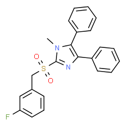 ChemSpider 2D Image | 2-[(3-Fluorobenzyl)sulfonyl]-1-methyl-4,5-diphenyl-1H-imidazole | C23H19FN2O2S