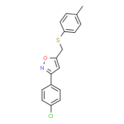 ChemSpider 2D Image | 3-(4-Chlorophenyl)-5-{[(4-methylphenyl)sulfanyl]methyl}-1,2-oxazole | C17H14ClNOS