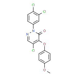 ChemSpider 2D Image | 5-Chloro-2-(3,4-dichlorophenyl)-4-(4-methoxyphenoxy)-3(2H)-pyridazinone | C17H11Cl3N2O3