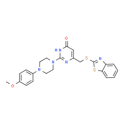 ChemSpider 2D Image | 6-[(1,3-Benzothiazol-2-ylsulfanyl)methyl]-2-[4-(4-methoxyphenyl)-1-piperazinyl]-4(1H)-pyrimidinone | C23H23N5O2S2