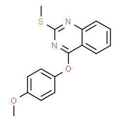 ChemSpider 2D Image | 4-(4-Methoxyphenoxy)-2-(methylsulfanyl)quinazoline | C16H14N2O2S