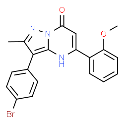 ChemSpider 2D Image | 3-(4-Bromophenyl)-5-(2-methoxyphenyl)-2-methylpyrazolo[1,5-a]pyrimidin-7(4H)-one | C20H16BrN3O2