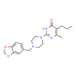 ChemSpider 2D Image | 2-[4-(1,3-Benzodioxol-5-ylmethyl)-1-piperazinyl]-6-methyl-5-propyl-4(1H)-pyrimidinone | C20H26N4O3
