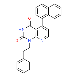ChemSpider 2D Image | 5-(1-Naphthyl)-1-(2-phenylethyl)pyrido[2,3-d]pyrimidine-2,4(1H,3H)-dione | C25H19N3O2