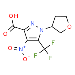 ChemSpider 2D Image | 4-Nitro-1-(tetrahydro-3-furanyl)-5-(trifluoromethyl)-1H-pyrazole-3-carboxylic acid | C9H8F3N3O5