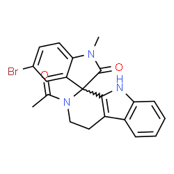 ChemSpider 2D Image | 2-Acetyl-5'-bromo-1'-methyl-2,3,4,9-tetrahydrospiro[beta-carboline-1,3'-indol]-2'(1'H)-one | C21H18BrN3O2